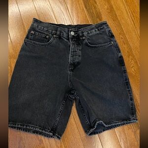 washed black zara jorts